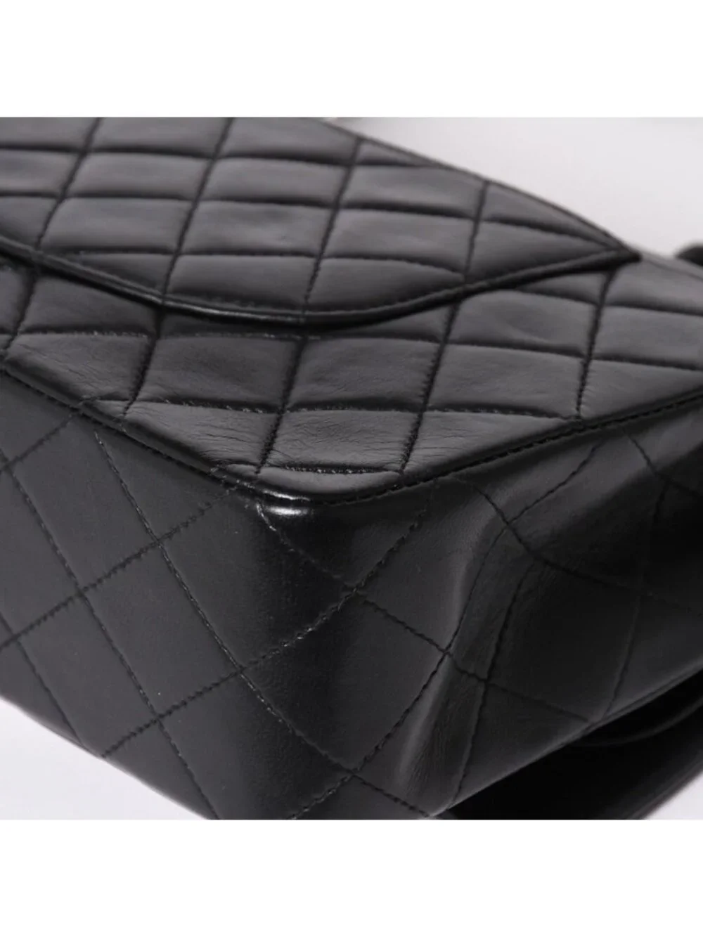 Chanel Quilted 25 Double Flap Chain Shoulder Bag Lambskin CC Logo Black Silver